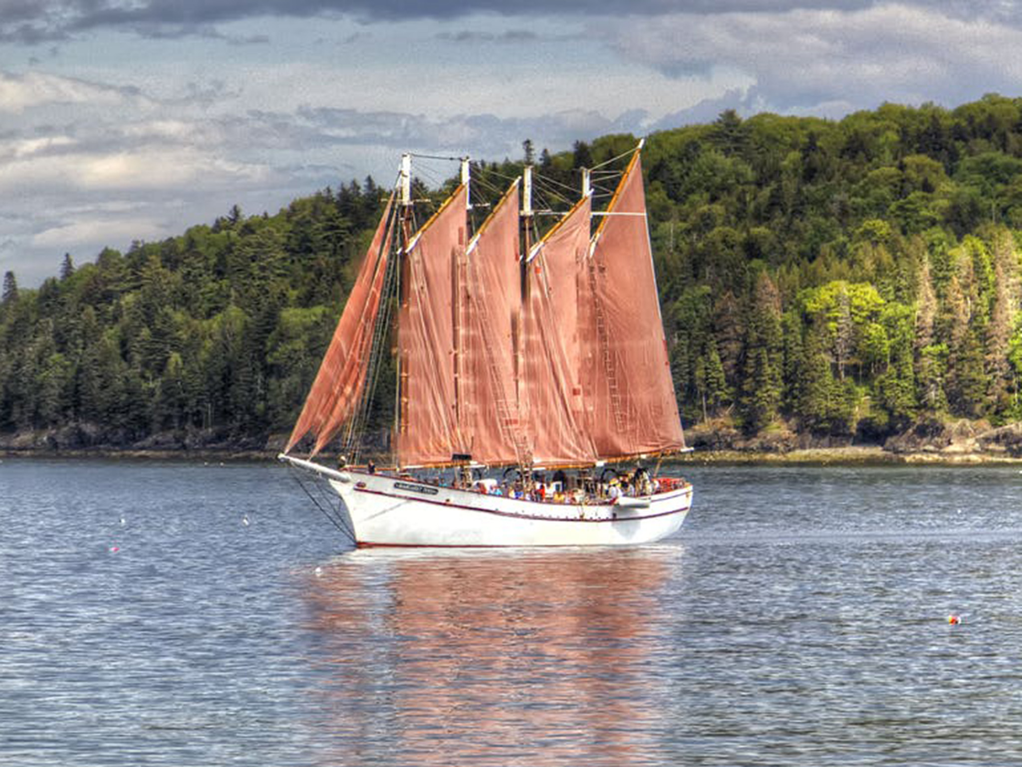 phot of the Margaret Todd Four-Masted schooner in Bar Harbor Maine