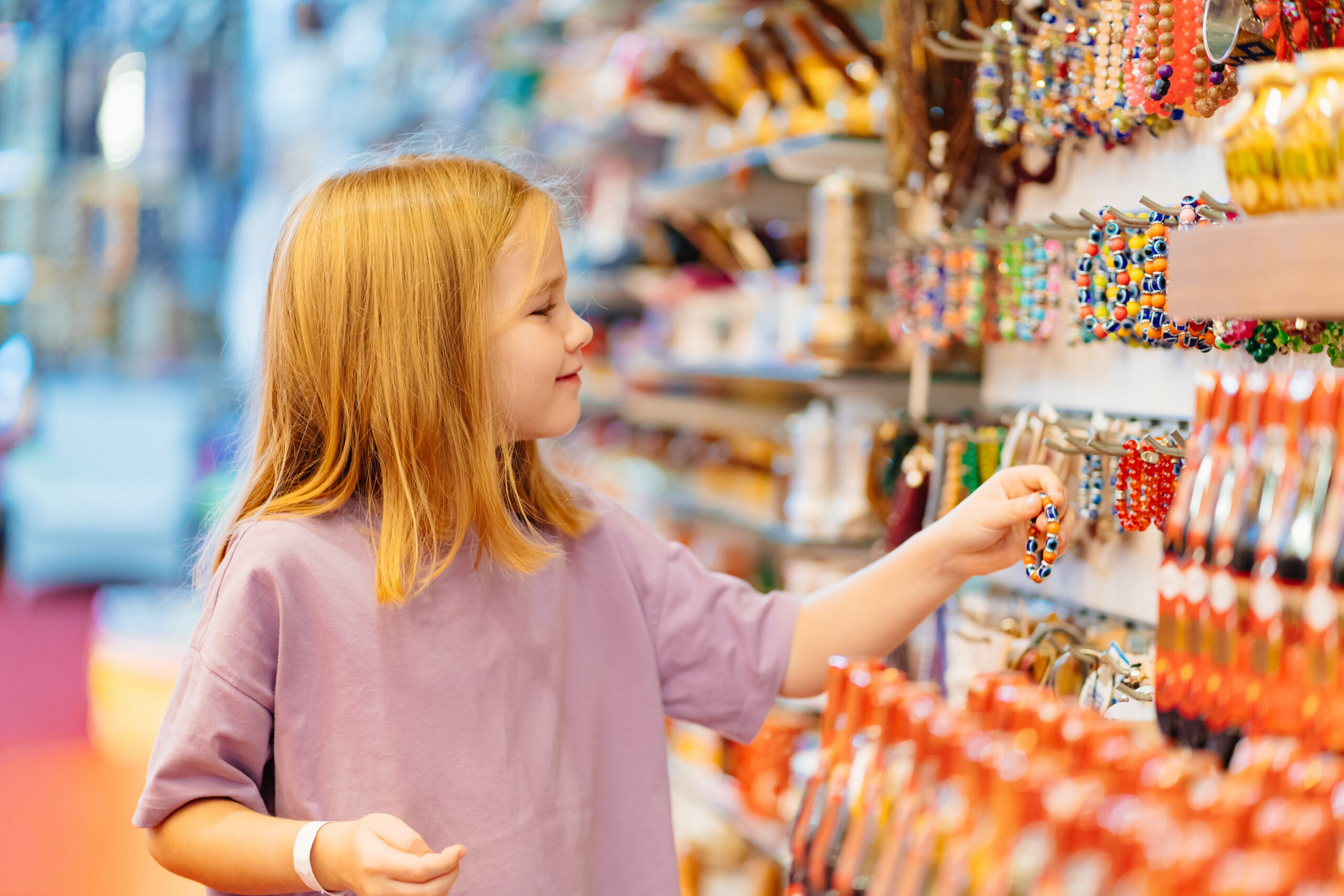 Shopper browsing colorful jewelry and accessories